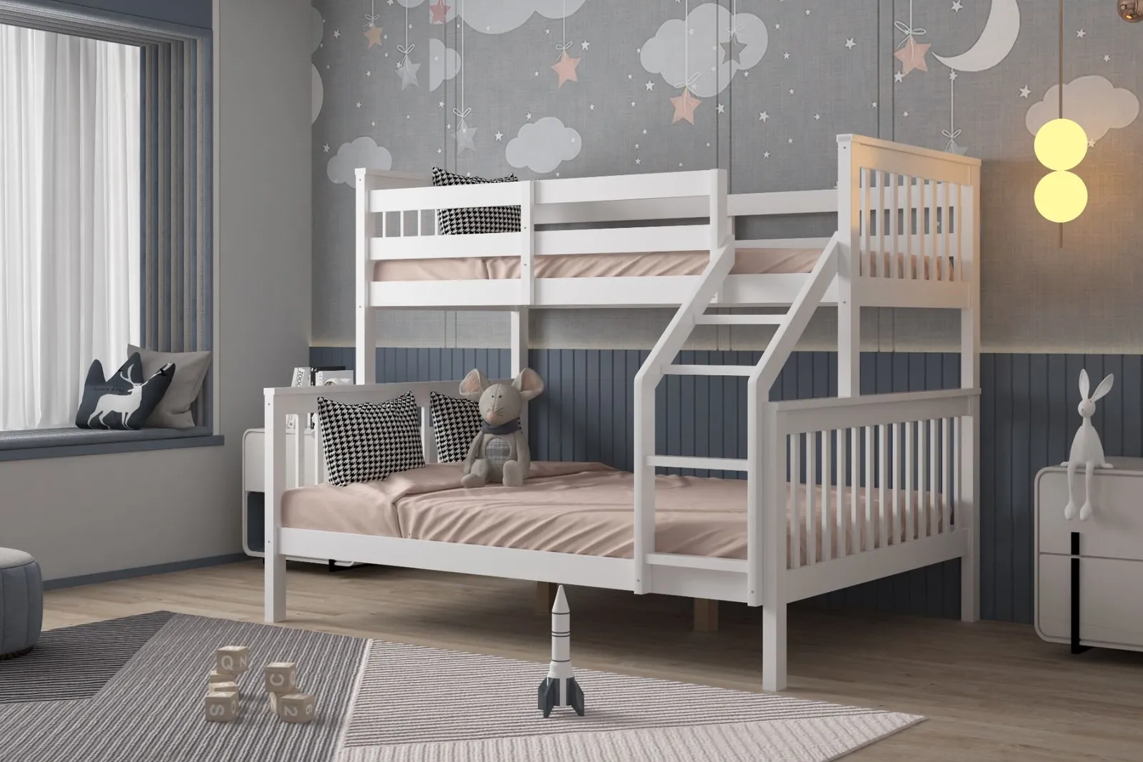 Flair Zoom Wooden Triple Bunk Bed in White
