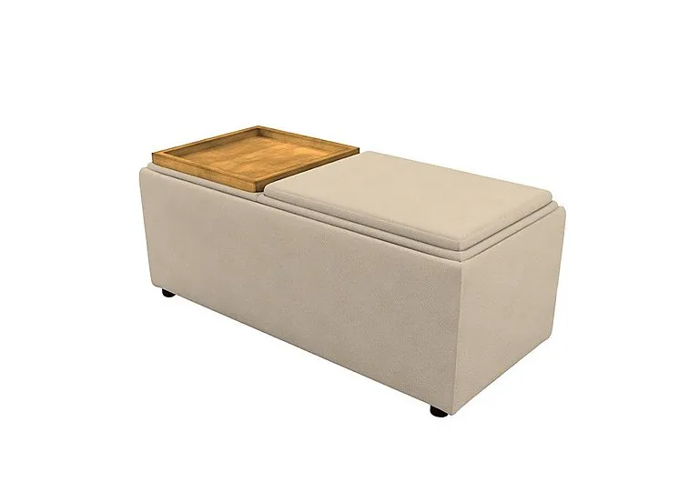 Fabric Storage Bench Tray Stool - Stingray Linen