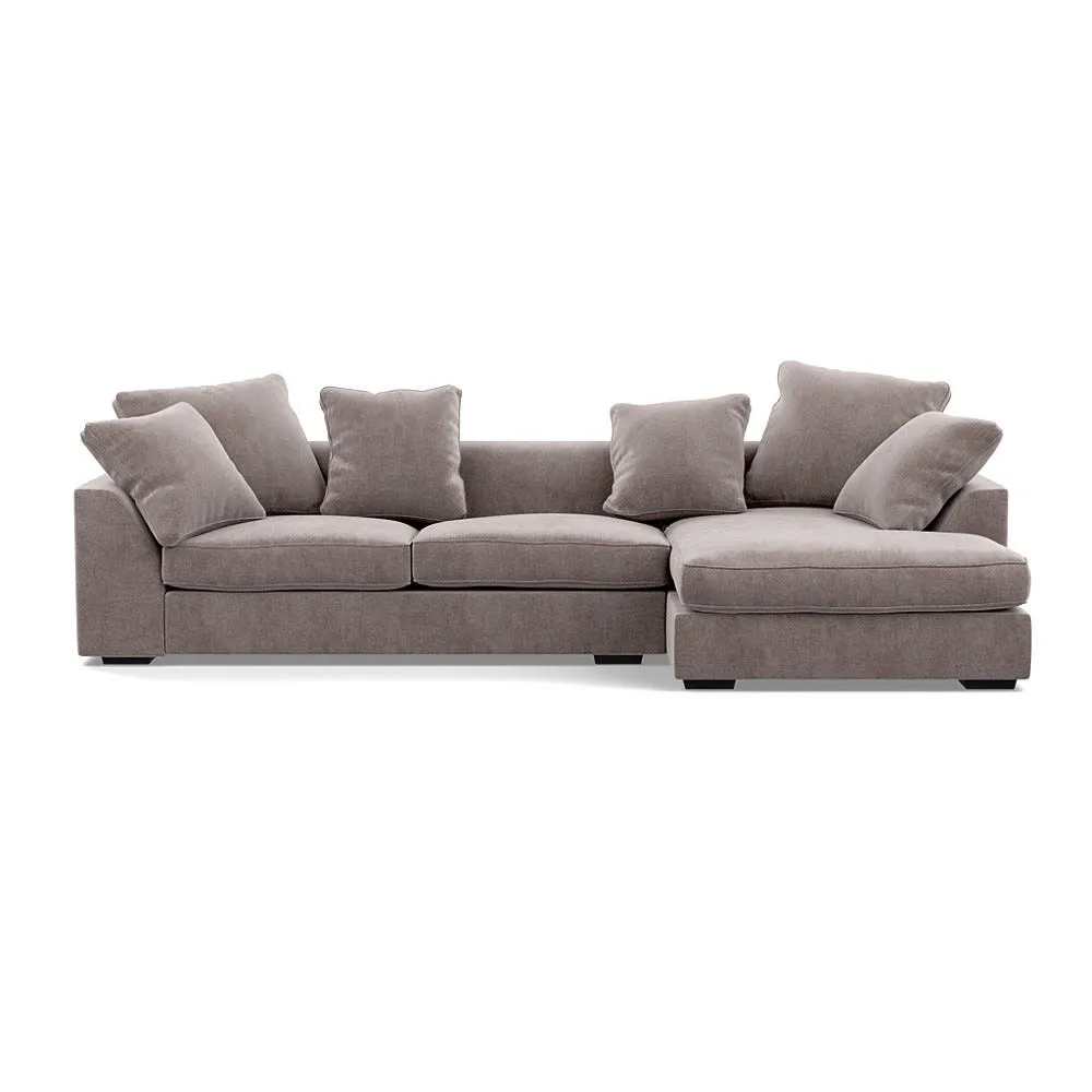Heal's Cumulus RHF Corner Sofa Smart Luxe Velvet Mushroom Black Feet 1