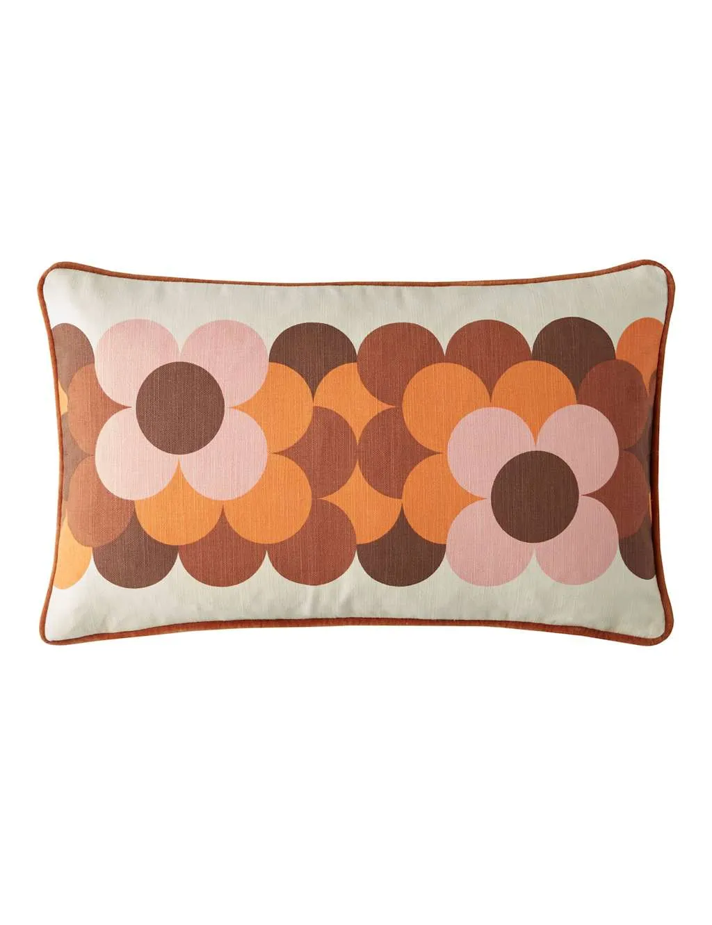 Orla Kiely Pure Cotton Retro Flower Stripe Cushion Orange Mix