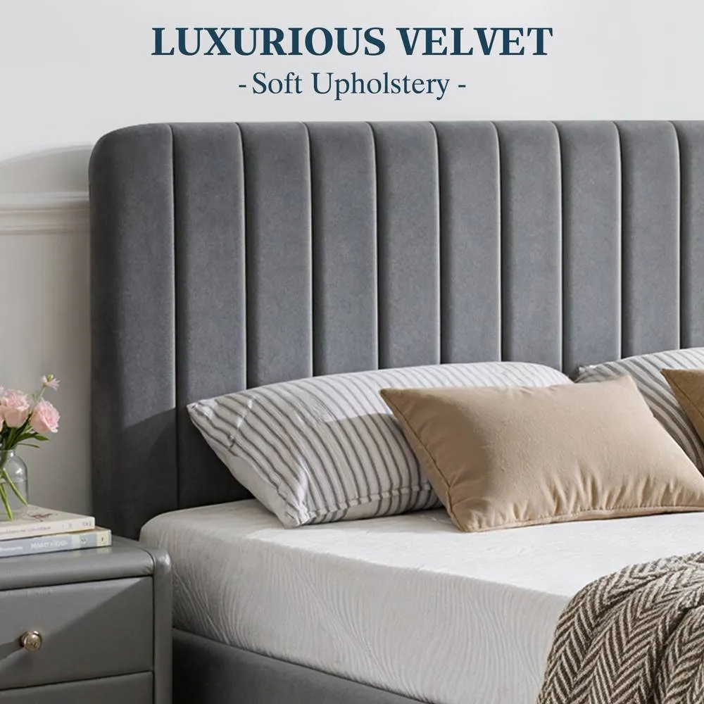 Comfy Living Ltd Brushed Velvet Fabric Gaslift Ottoman in Dark Grey 5