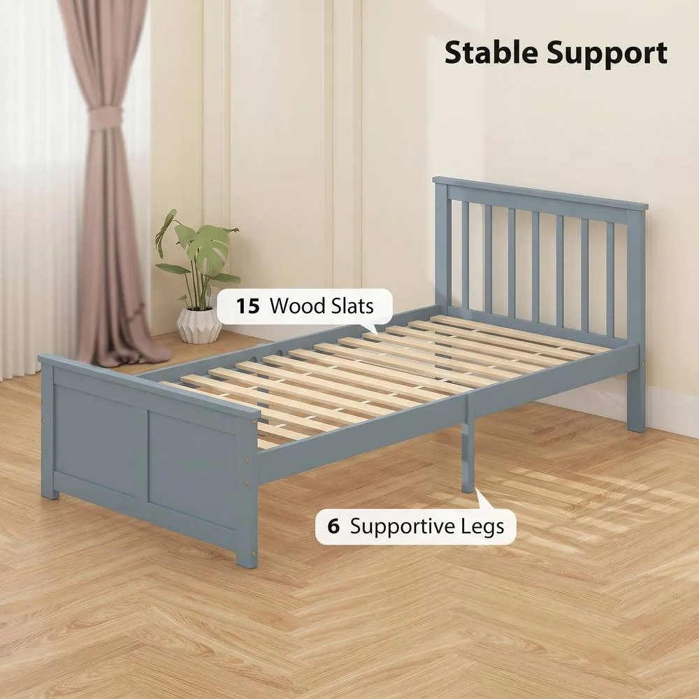 HOMCOM Storage Bed with 2 Drawers, Headboard, Wood Slat Support, Grey 6