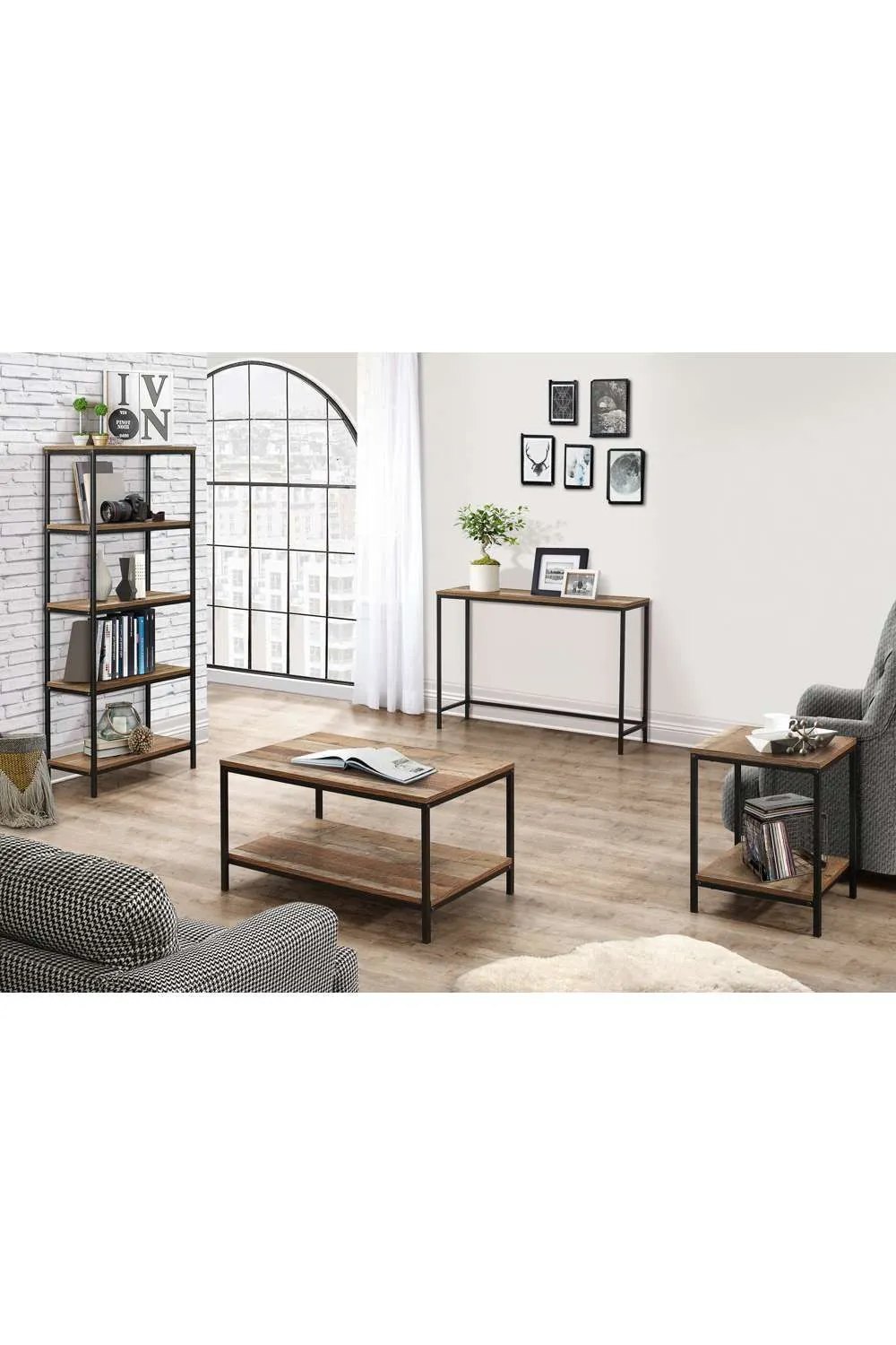 Birlea Industrial Shelving Unit Urban Chic Bookcase Shelves Wood Metal in Brown 3