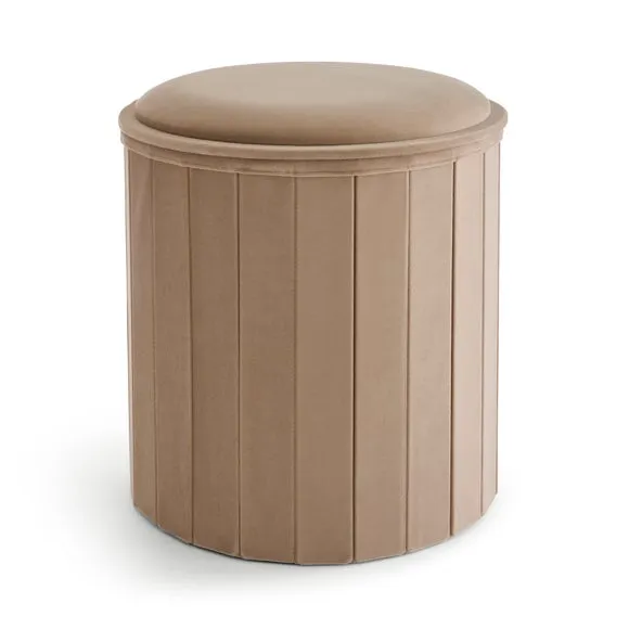 Round Ottoman with Tray, Velvet 4
