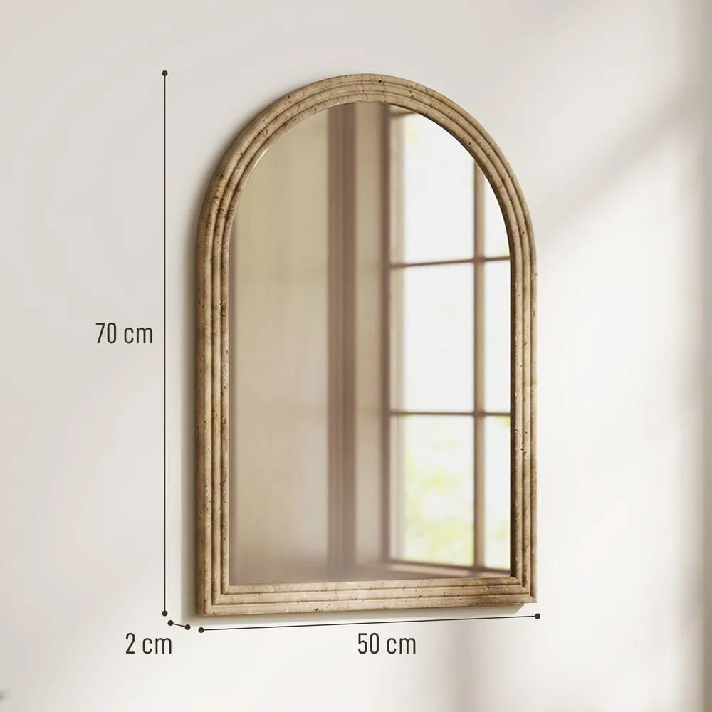 HOMCOM Modern Wall-Mounted Mirror with Grooved Edge, Brown 3
