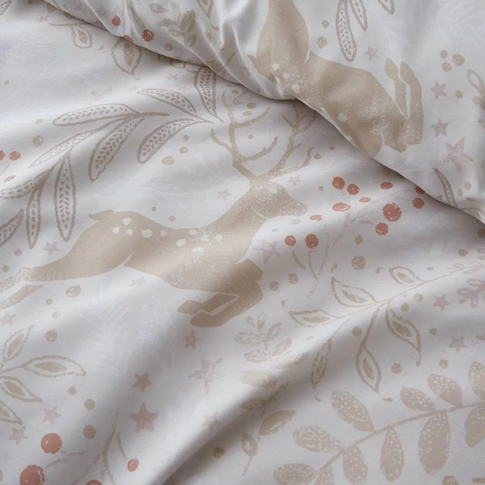 Portfolio Home Winter Stags Duvet Cover Set With Pillow Case Bedding in Natural 2