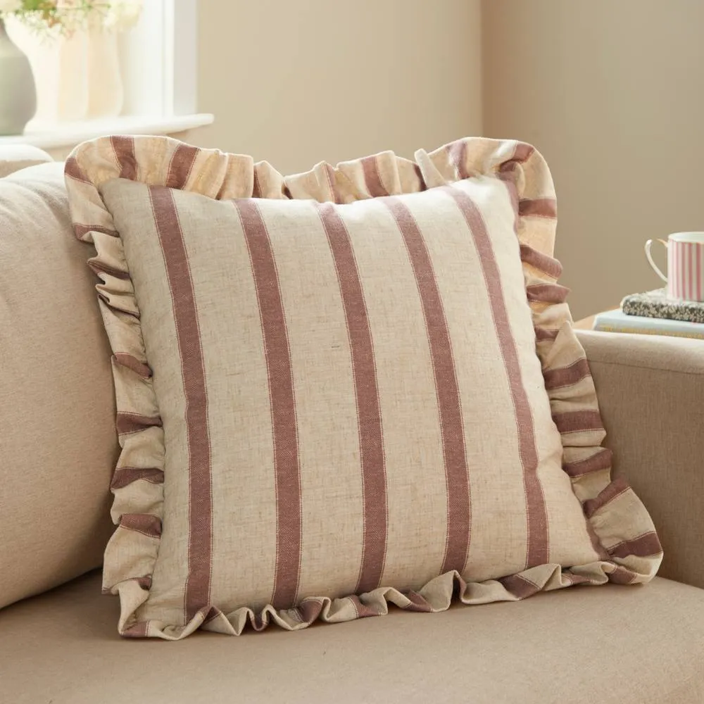 Wylder Connie Square Striped Ruffle Cushion in Pink 1