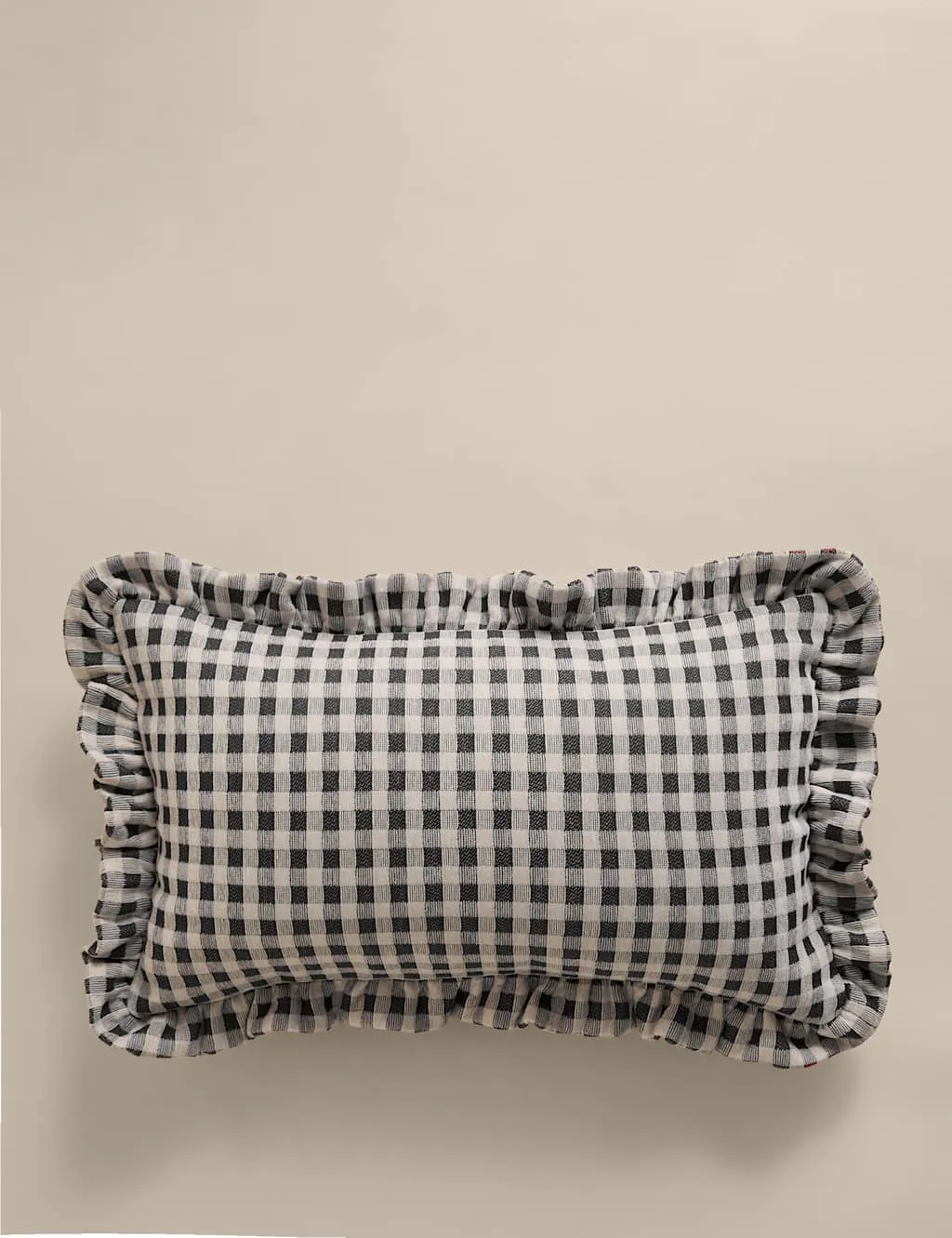 M&S Chenille Woven Gingham Bolster Cushion Charcoal
