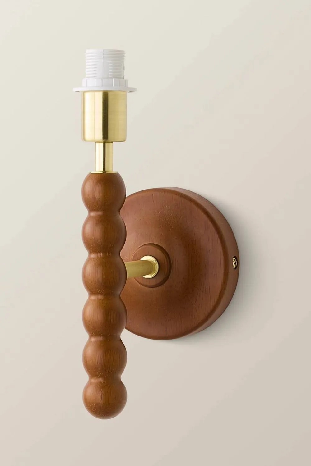ValueLights Bobbins Wooden Bobble Wall Light Lamp Base in Walnut 2