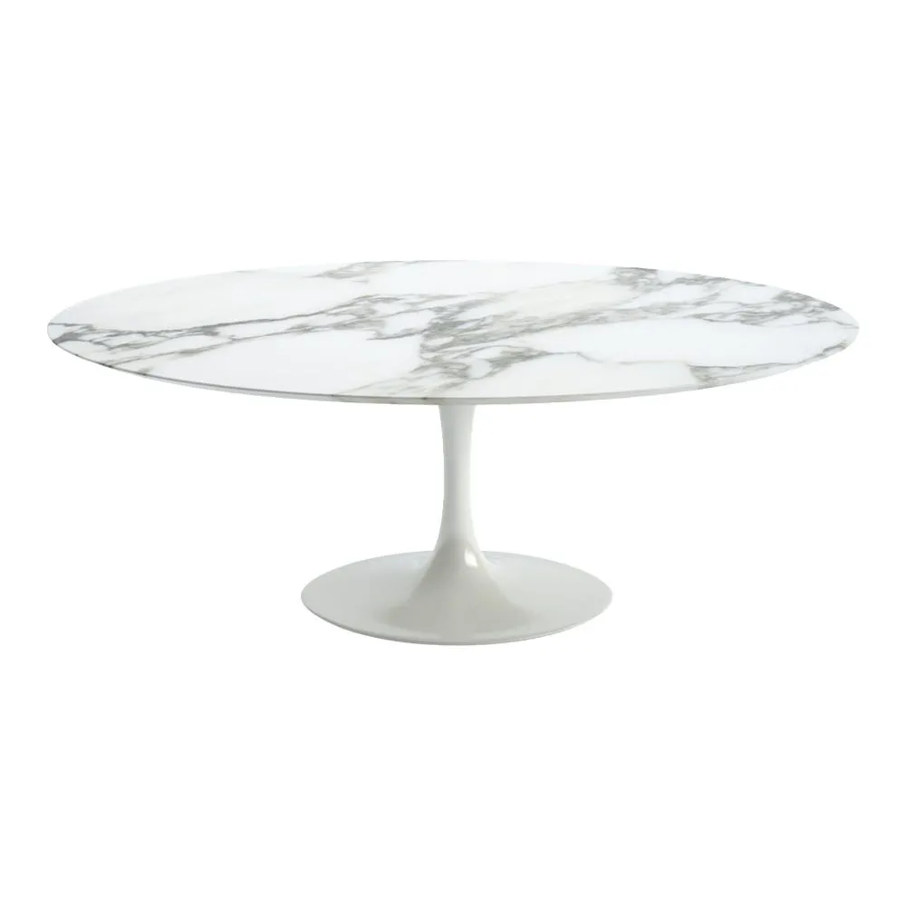 Knoll Saarinen Dining Table with White Base in Arabescato 198cm 3