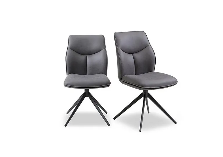 Bastille Pair of Faux Leather Swivel Dining Chairs