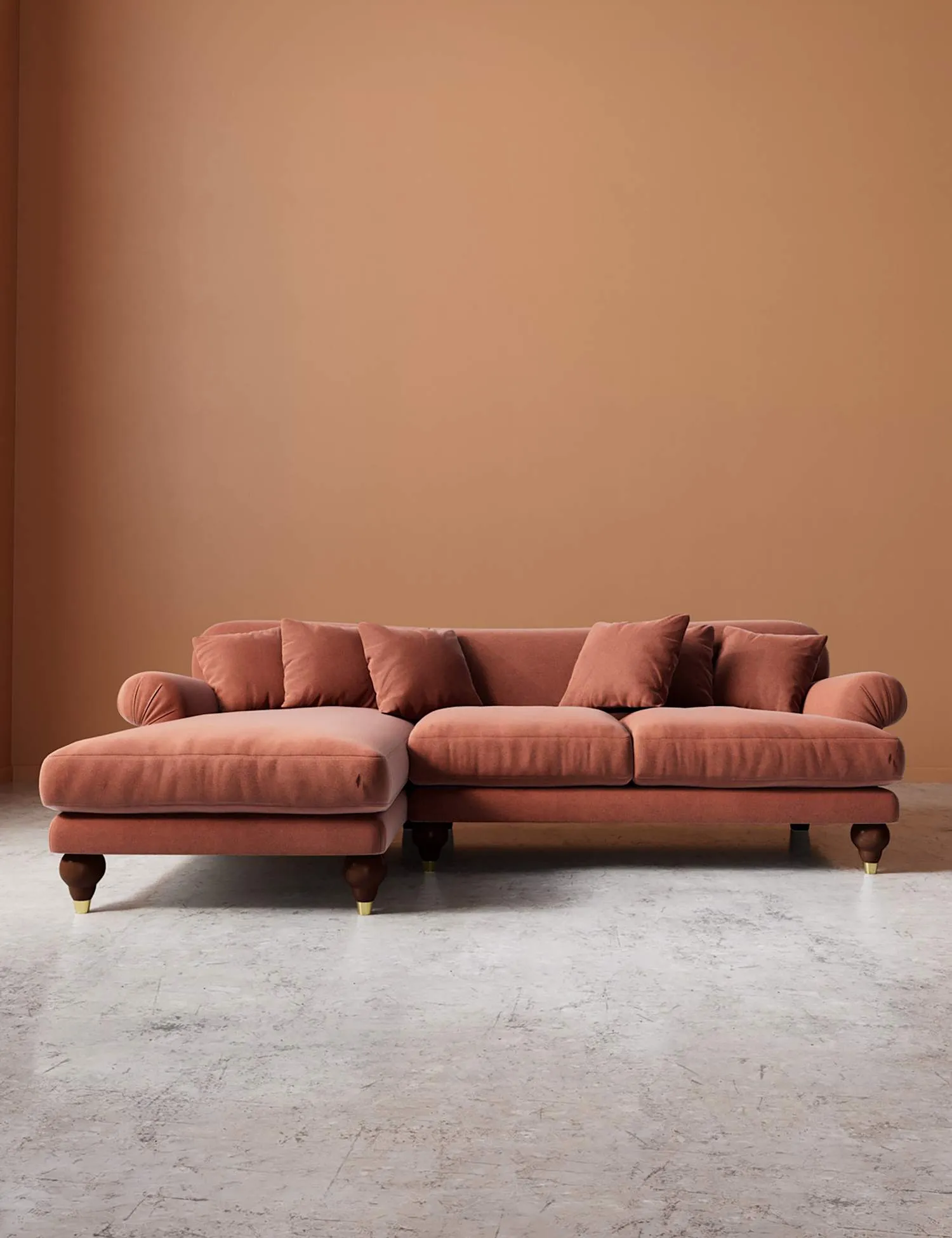 Swoon Willows Easy Velvet Left Corner Sofa Brown
