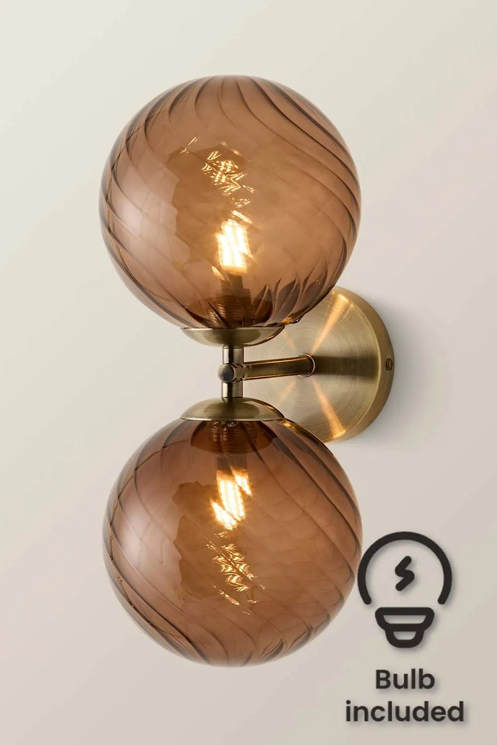 ValueLights Sydney 2 Way Up Down Glass Swirl Shades Wall Light & Bulbs in Bronze