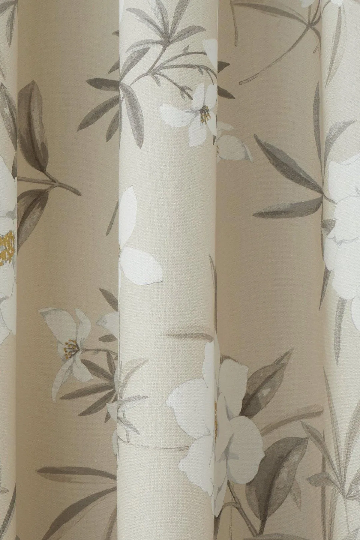 Dreams & Drapes 'Eve' 100% Cotton Floral Pair of Pencil Pleat Curtains With Tie-Backs in Natural 5