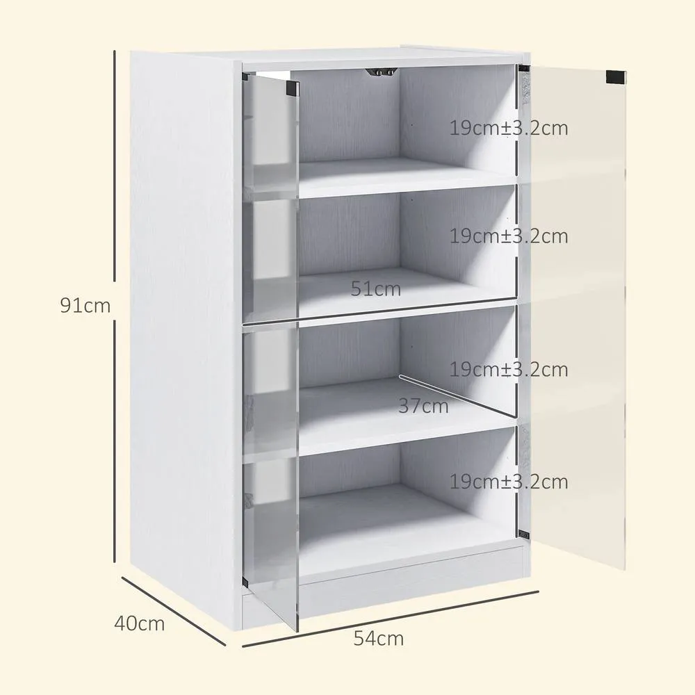 HOMCOM 4-Tier Hi-Fi Stand with Adjustable Shelves, White Wood-Effect 3