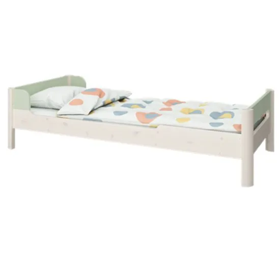 Oniria Wooden Single Bed In Whitewash Green