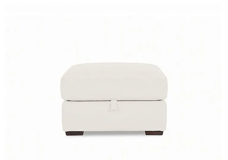 Recharge Leather Storage Footstool - BV Star White - Living Room Furniture - In Time for Christmas