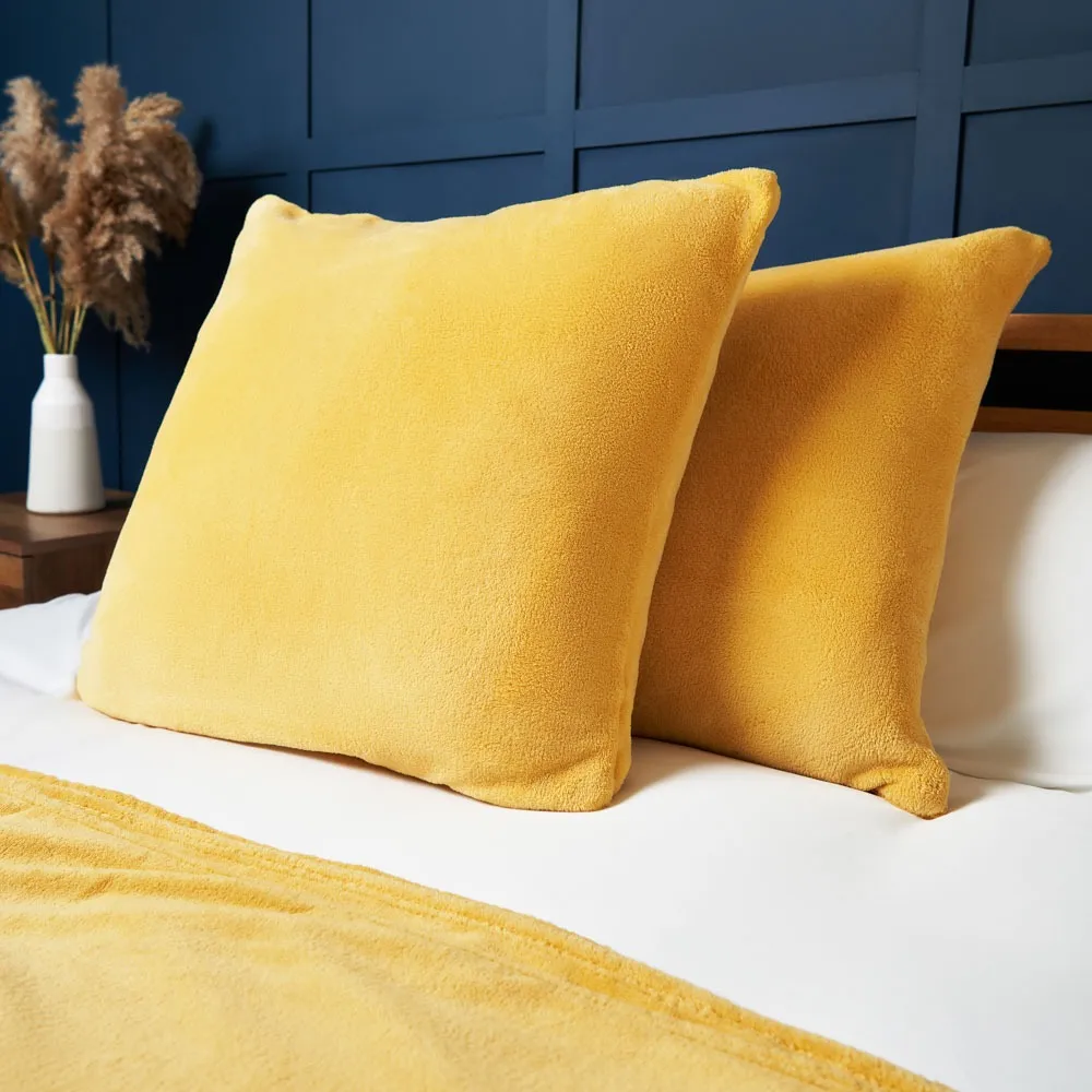 Large Microfleece Cushion, Ochre 1