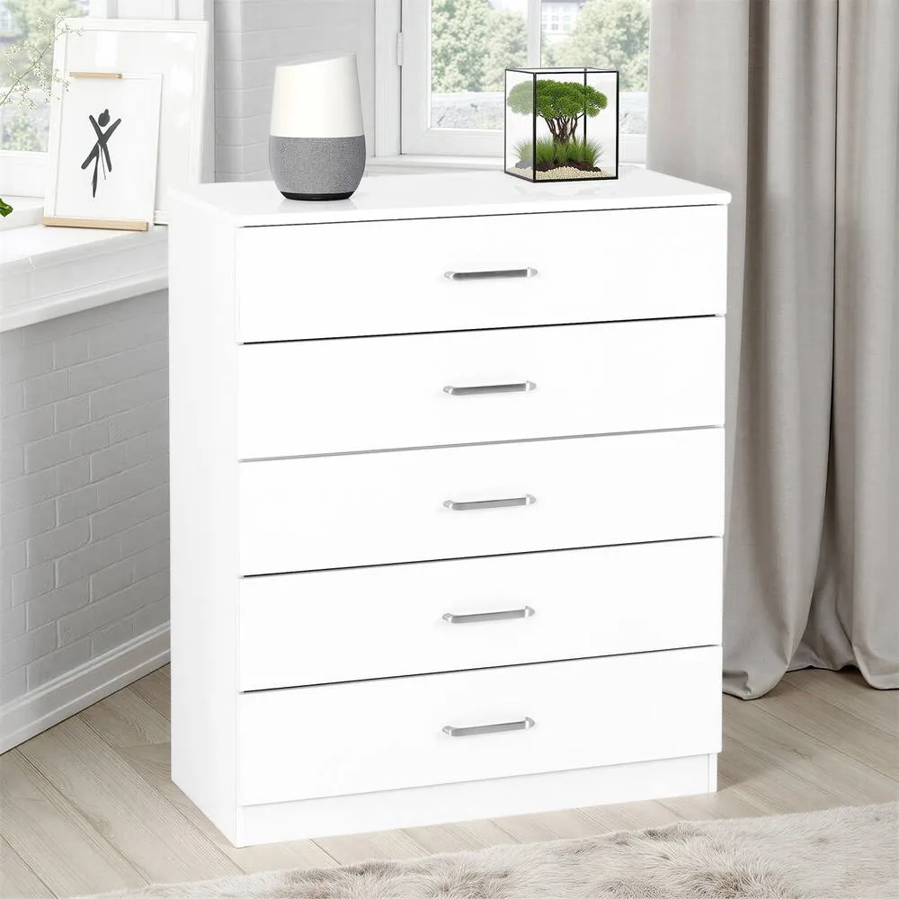 Seconique Dakotia 5 Drawer Chest in White 1