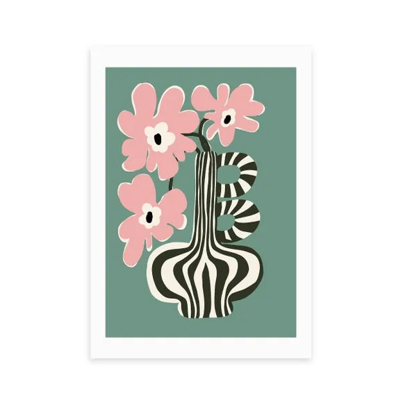 East End Prints Floral Stripe Print by Miho Art Studio 2