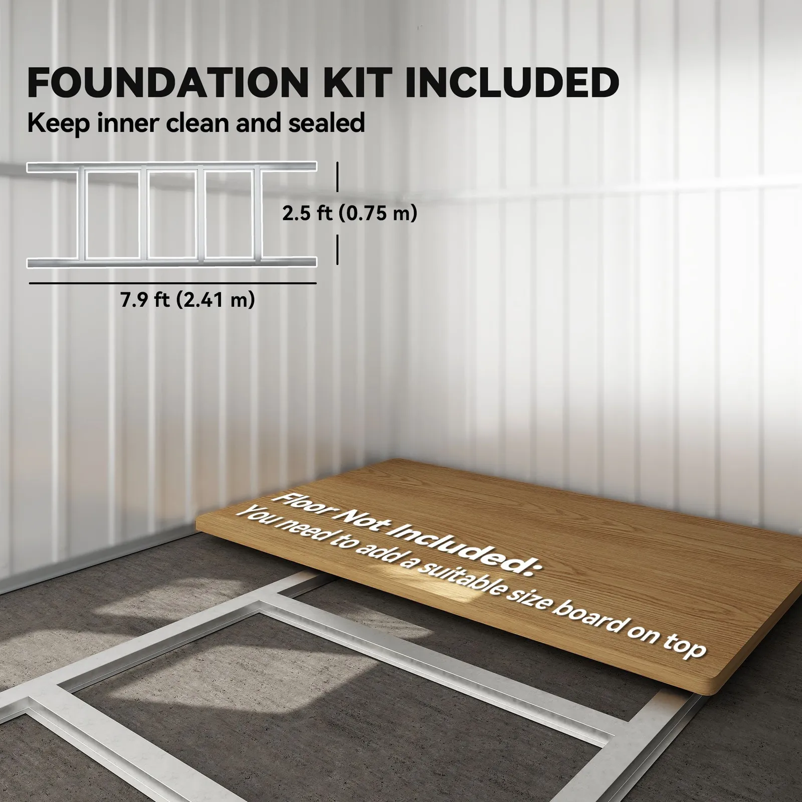 OUTSUNNY 8.5 x 6ft Galvanised Steel Garden Shed with Foundation Kit, Green 5