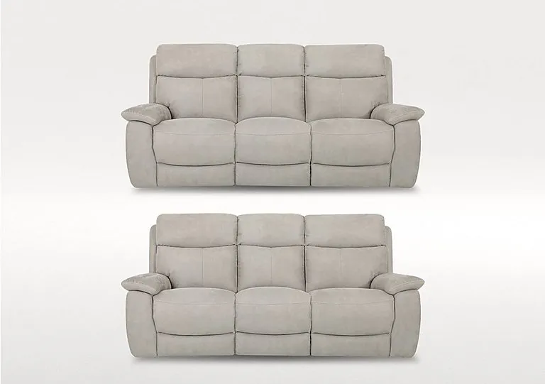 Echo Set of Two 3 Seater Fabric Power Recliner Sofas - Silver