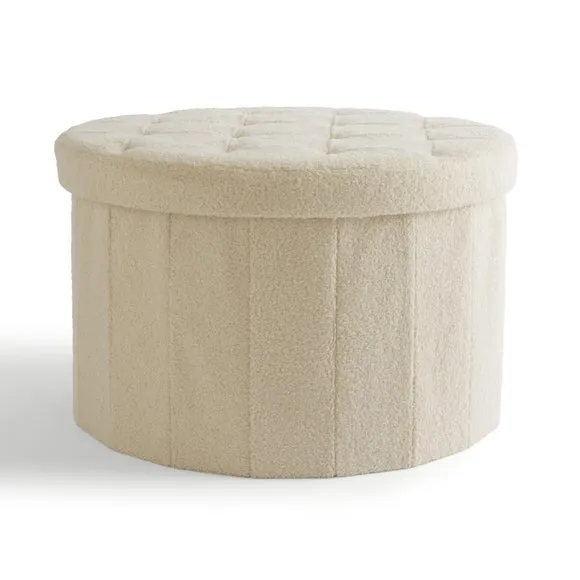 Boucle Large Round Ottoman 4