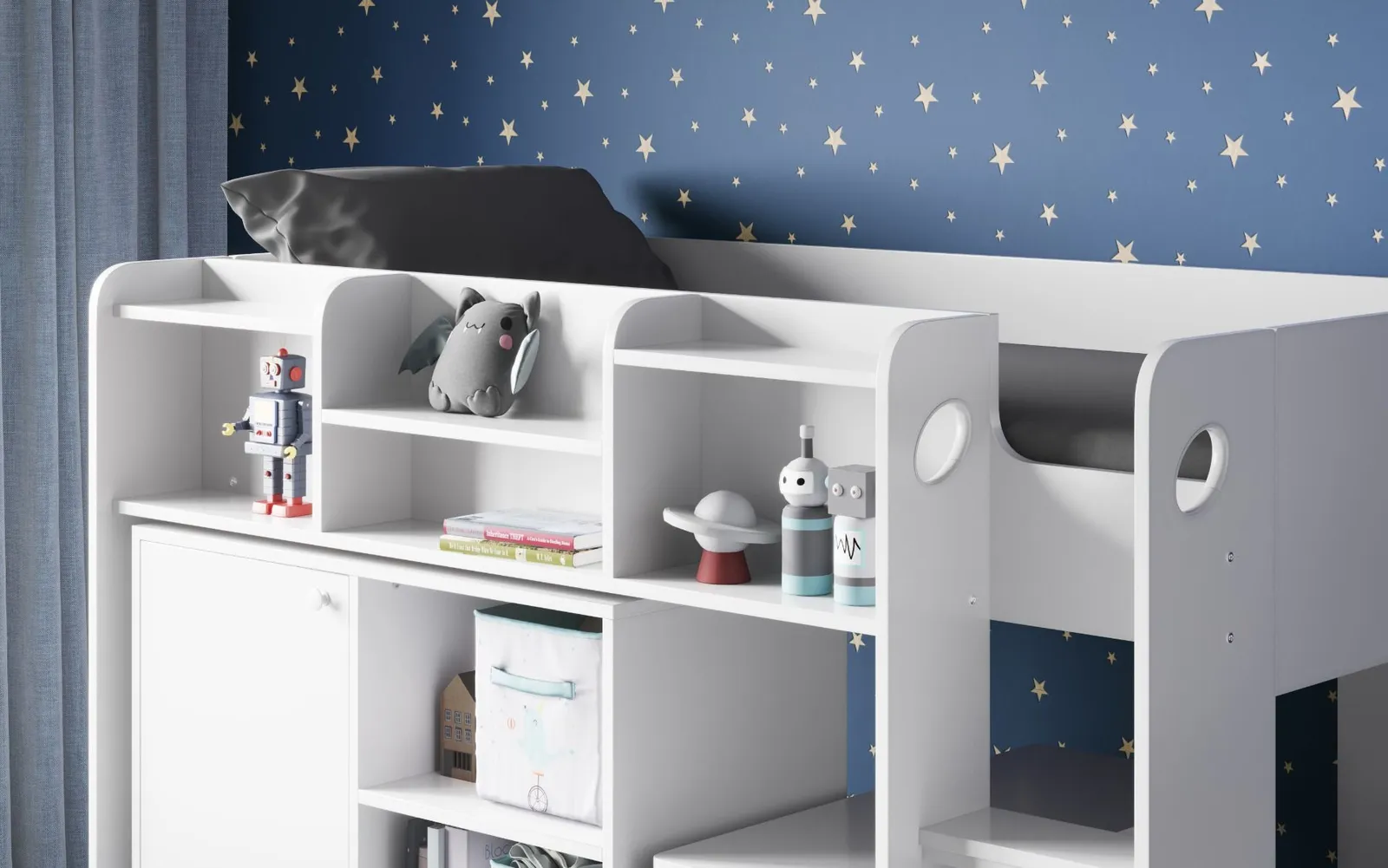 Flair Wizard Mid High Sleeper Workstation in White 5