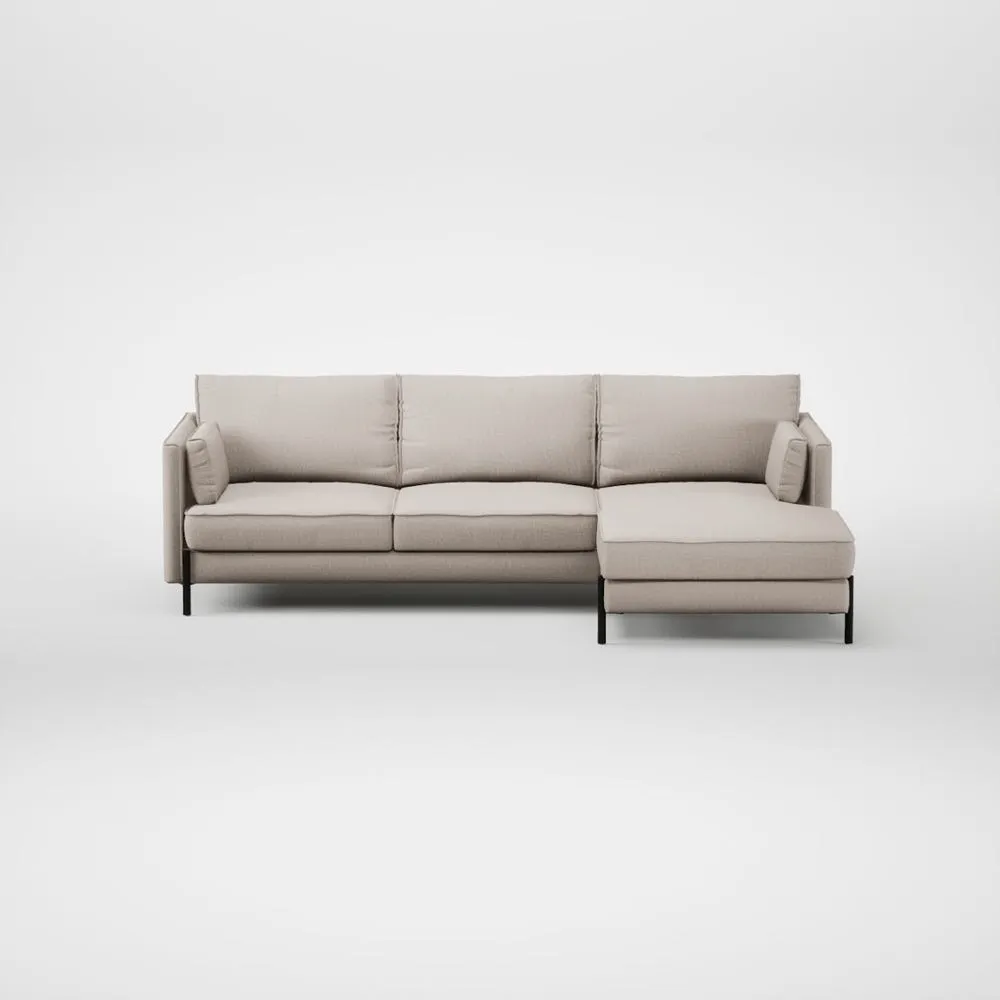 Heal's Tortona Right Hand Facing Corner Chaise Capelo Linen-Cotton Sesame Black Feet 2