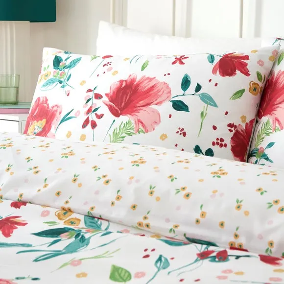 Dreams n Drapes Abstract Poppy Polycotton Duvet Cover & Pillowcase Set 4