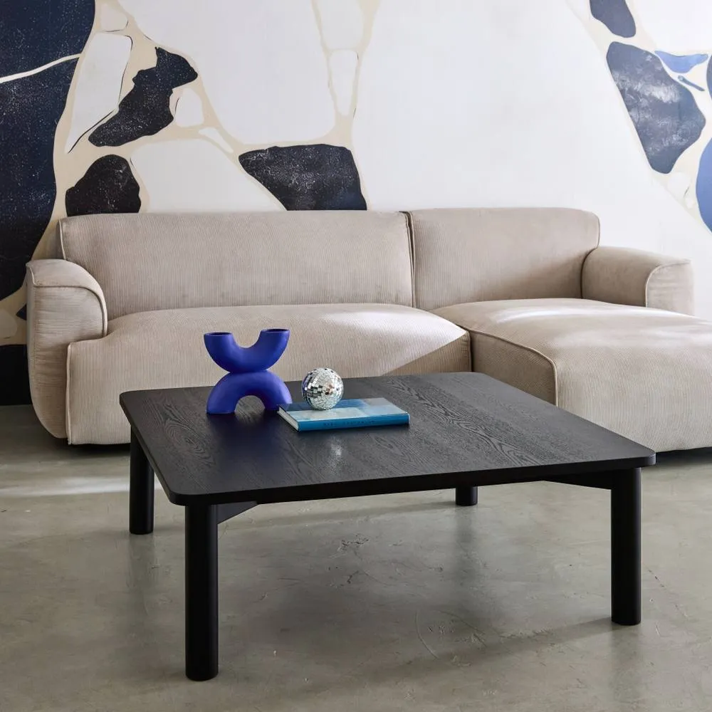 sweeek Square coffee table in hevea wood oak veneer in Black