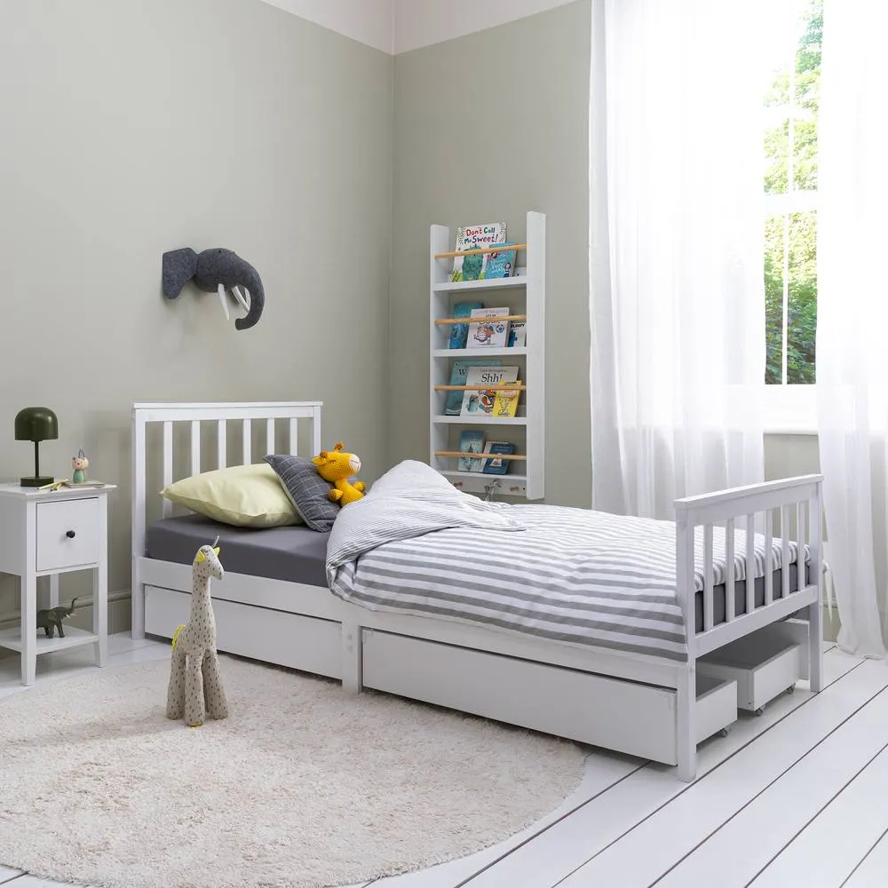 Nöa and Nani Otis Single Bed 3ft Frame with 4 Pull Out Storage Drawers in White