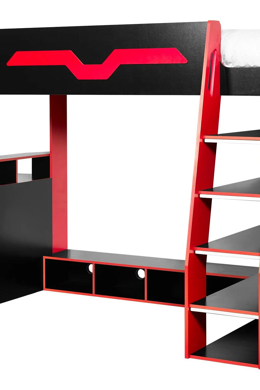Julian Bowen Eagle Single Black & Red Gaming Highsleeper Loft Bed with Desk 5