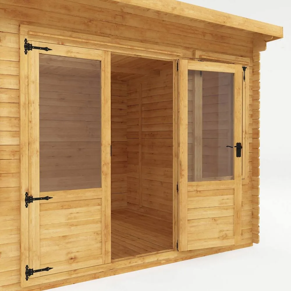 Mercia 3 x 3 m Pent Log Cabin - 19 mm - L332.6 x W302.4 x H249 cm - Brown in Light Tan 5