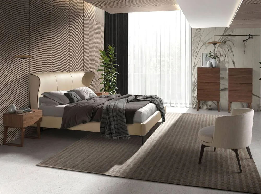 Angel Cerda Cream Leatherette Double Bed Fits 180x200 cm Mattress in Beige 4