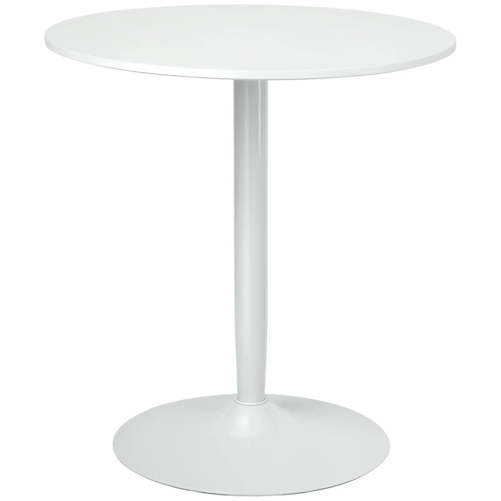 HOMCOM Round Dining Table, Modern Kitchen Table with Steel Base in White 2