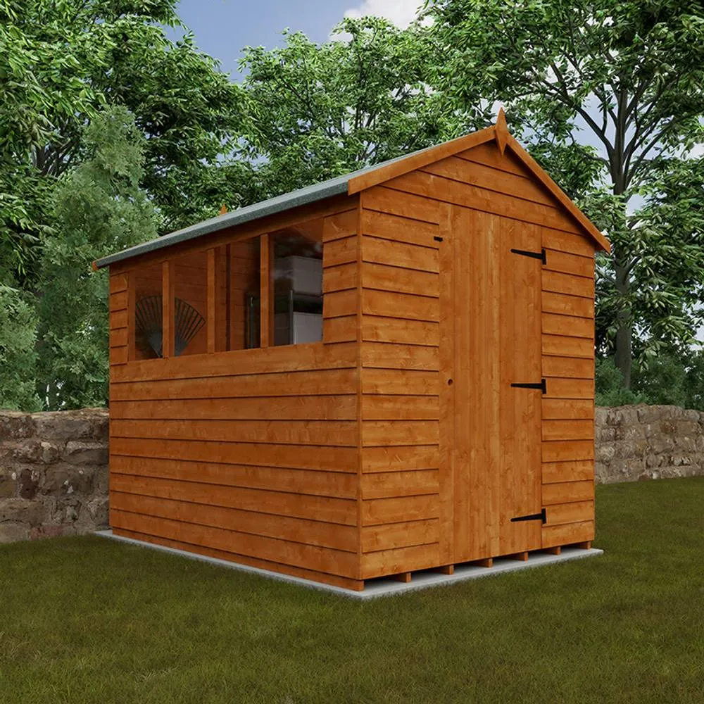 Buttercup Farm 8 x 6 Feet Budget Apex 9mm Shed - Solid Wood/Softwood/Pine in Burnt Orange 4
