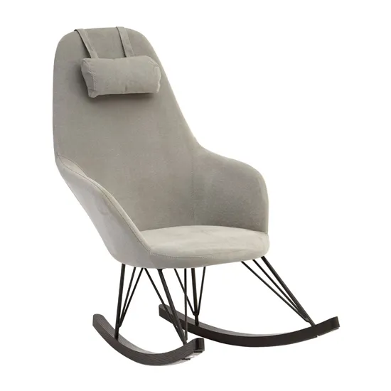 Giausar Fabric Upholstered Rocking Chair In Grey