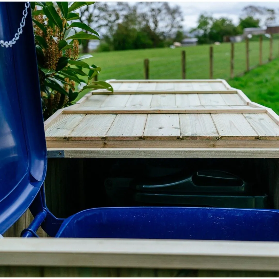 Buttercup Farm Shireburn Bin Store, Fits 2x 180L/240L Wheelie Bins & 4x Boxes in Brown 4