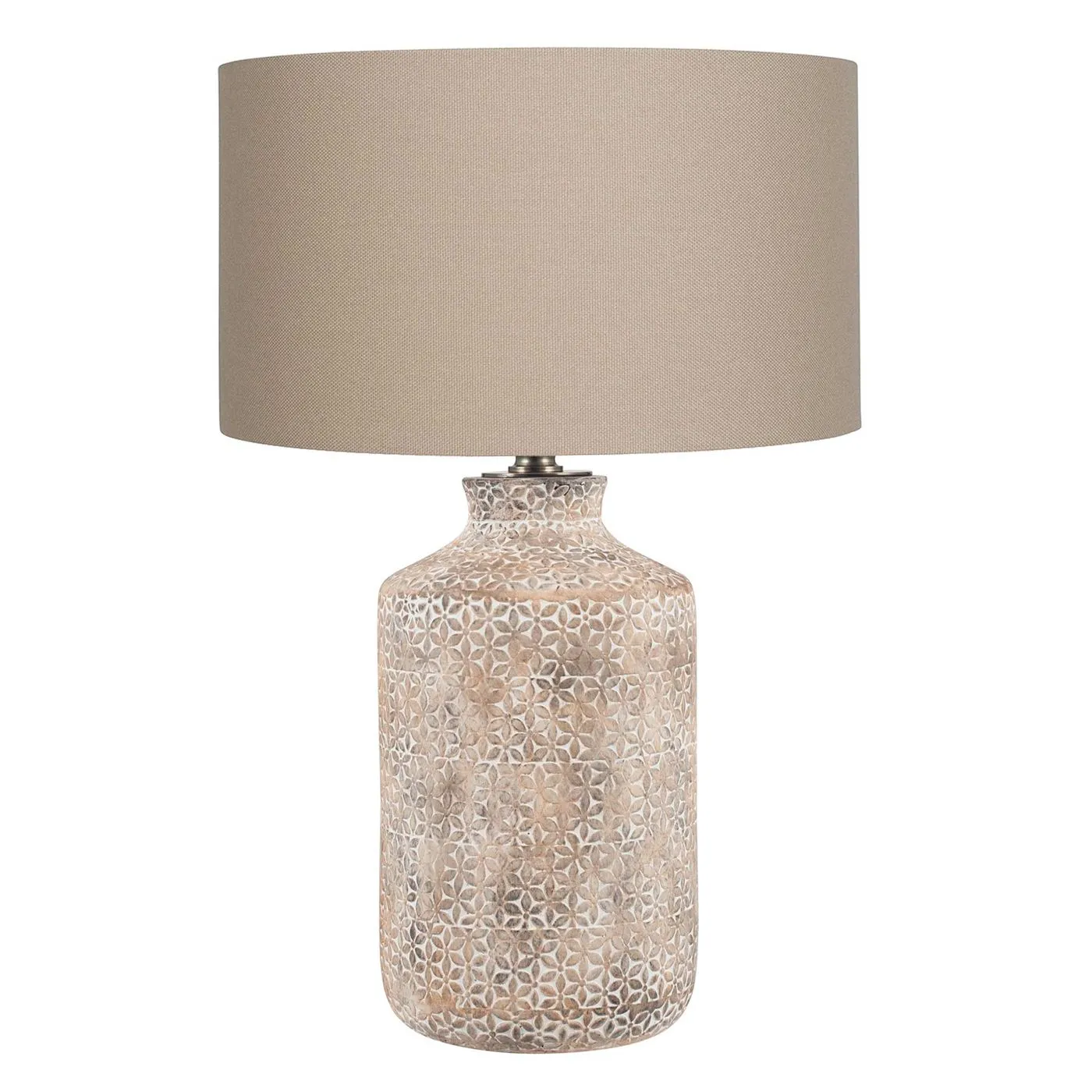 Textured Floral Etched Table Lamp