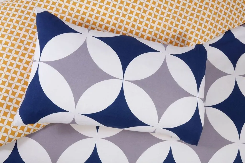 Rapport Home Geo Polycotton Duvet Cover Set With Pillowcase in Blue 2