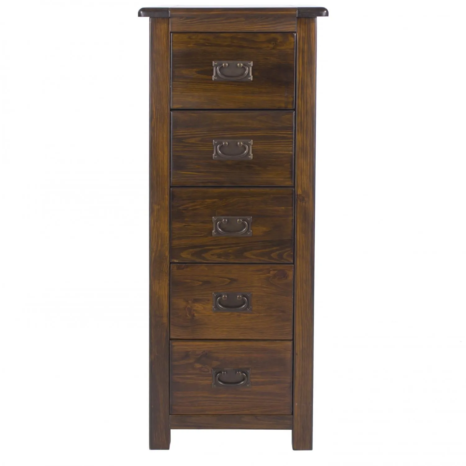 Boston Narrow 5 Tallboy Drawer Chest Brown