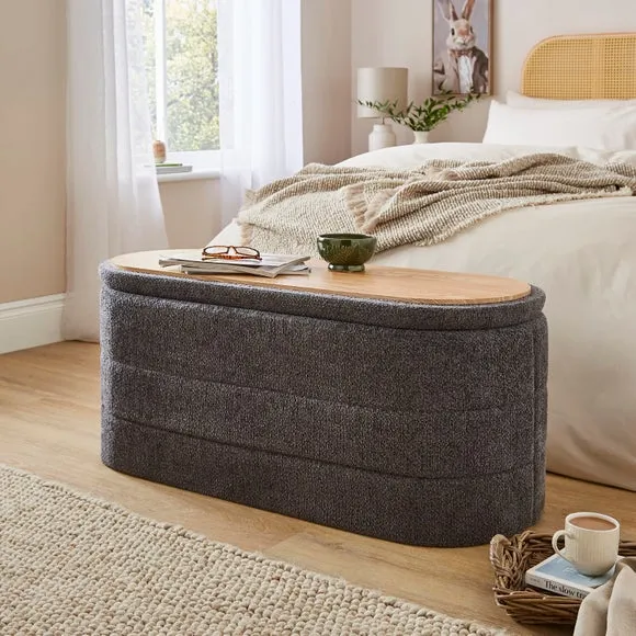 Chenille Lozenge Ottoman with Tray 2