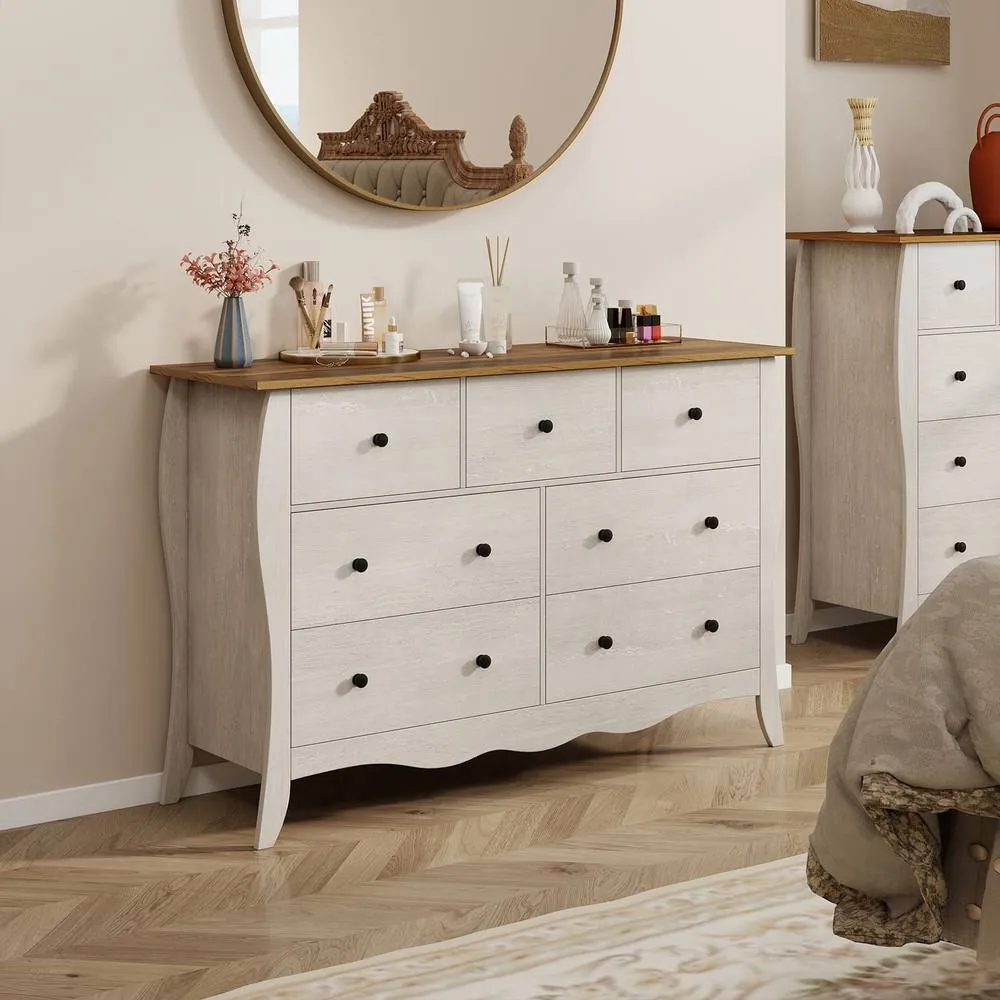 Costway Wooden Chest of Drawers Modern 7-Drawer Cabinet Closet Organizer in Grey 6