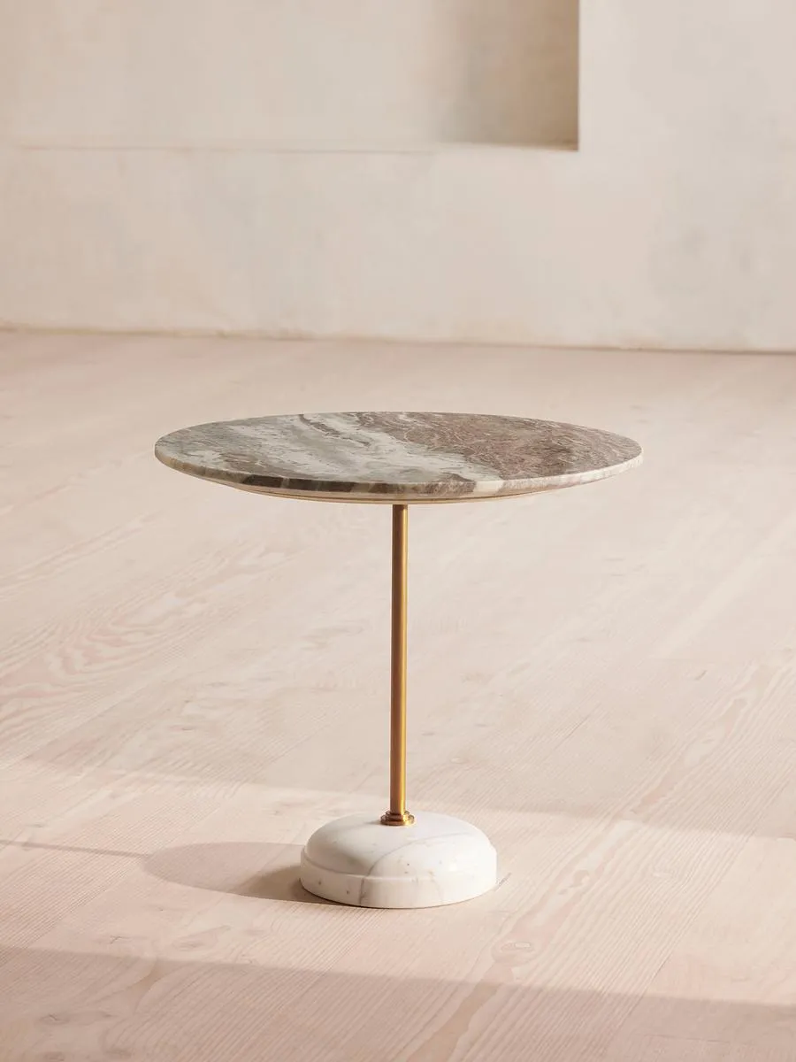 Fleet Side Table, Large/Low, Terra Bianca Marble