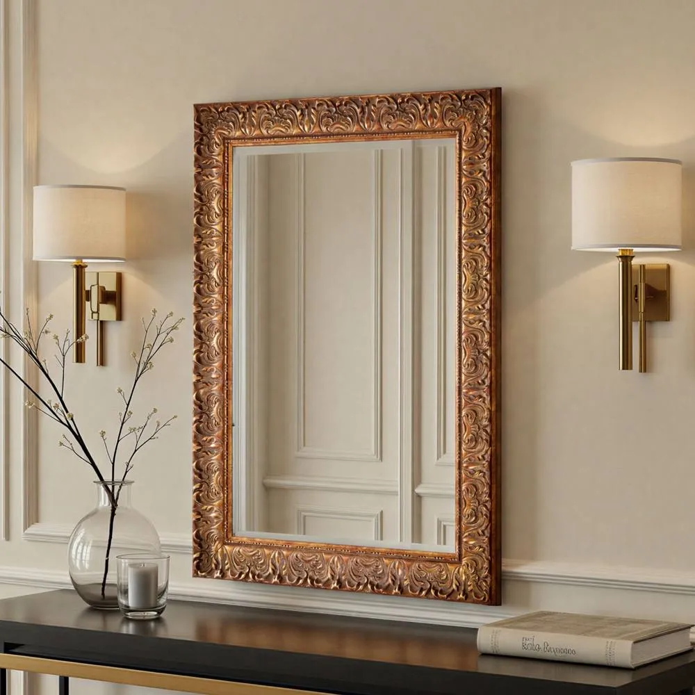 Yearn Mirrors Carved Framed Bevelled Mirror Gold 102.5x74.5cm 3