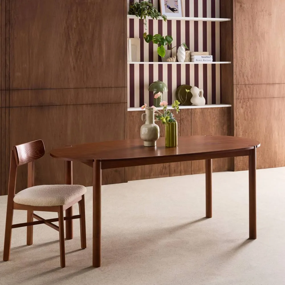 sweeek Oval rubberwood dining table 180cm seats 6 in Dark Brown 4