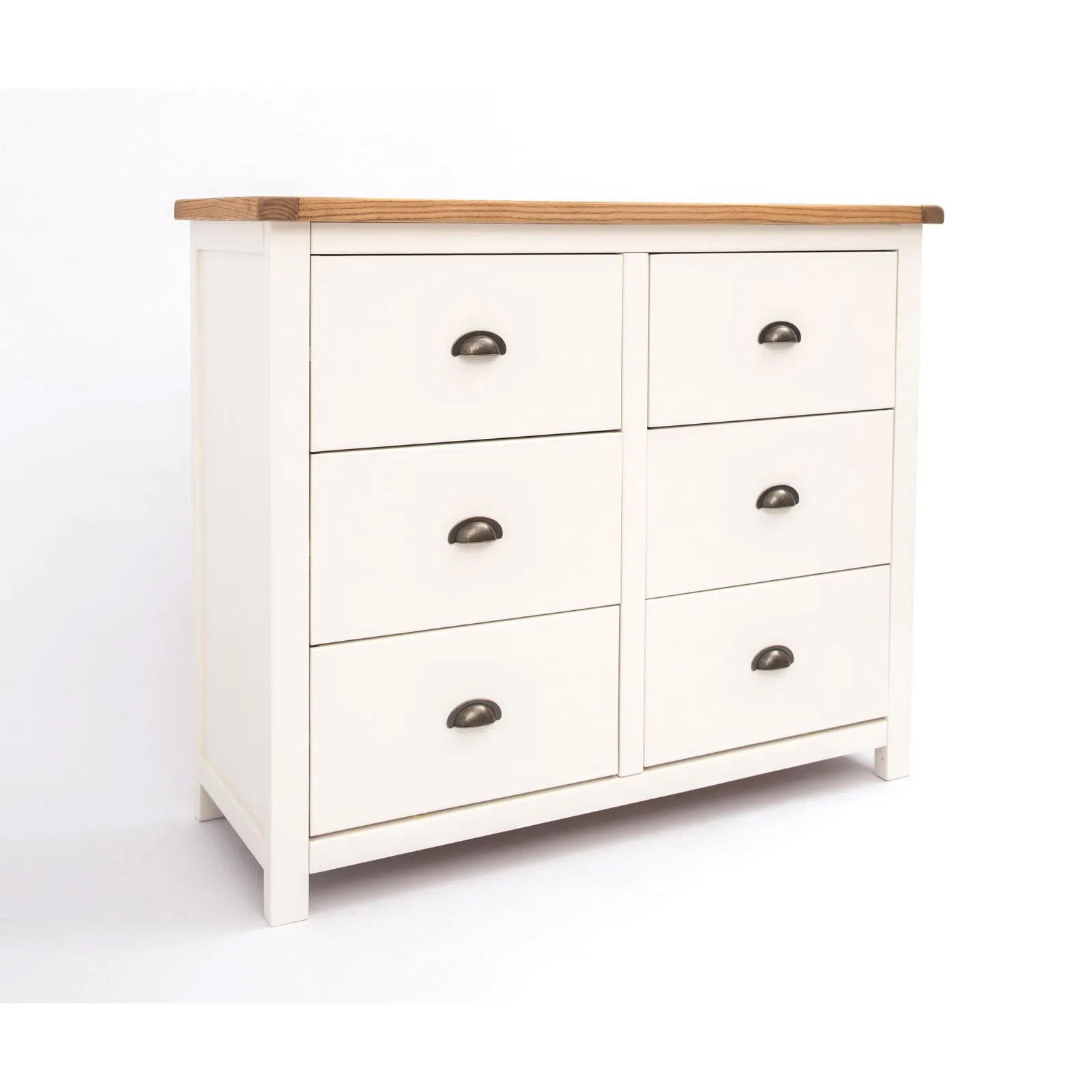 Cabinet Bits Lovere 6 Drawer Chest of Drawers Brass Cup Handle in Off-White 3