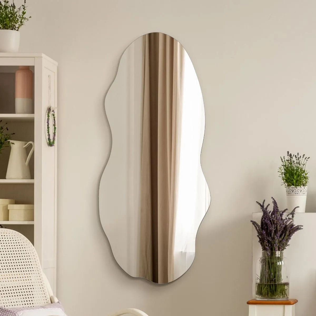 MirrorOutlet Frameless Pond Wall Mirror 39" X 18" (100x45CM) in Silver 5