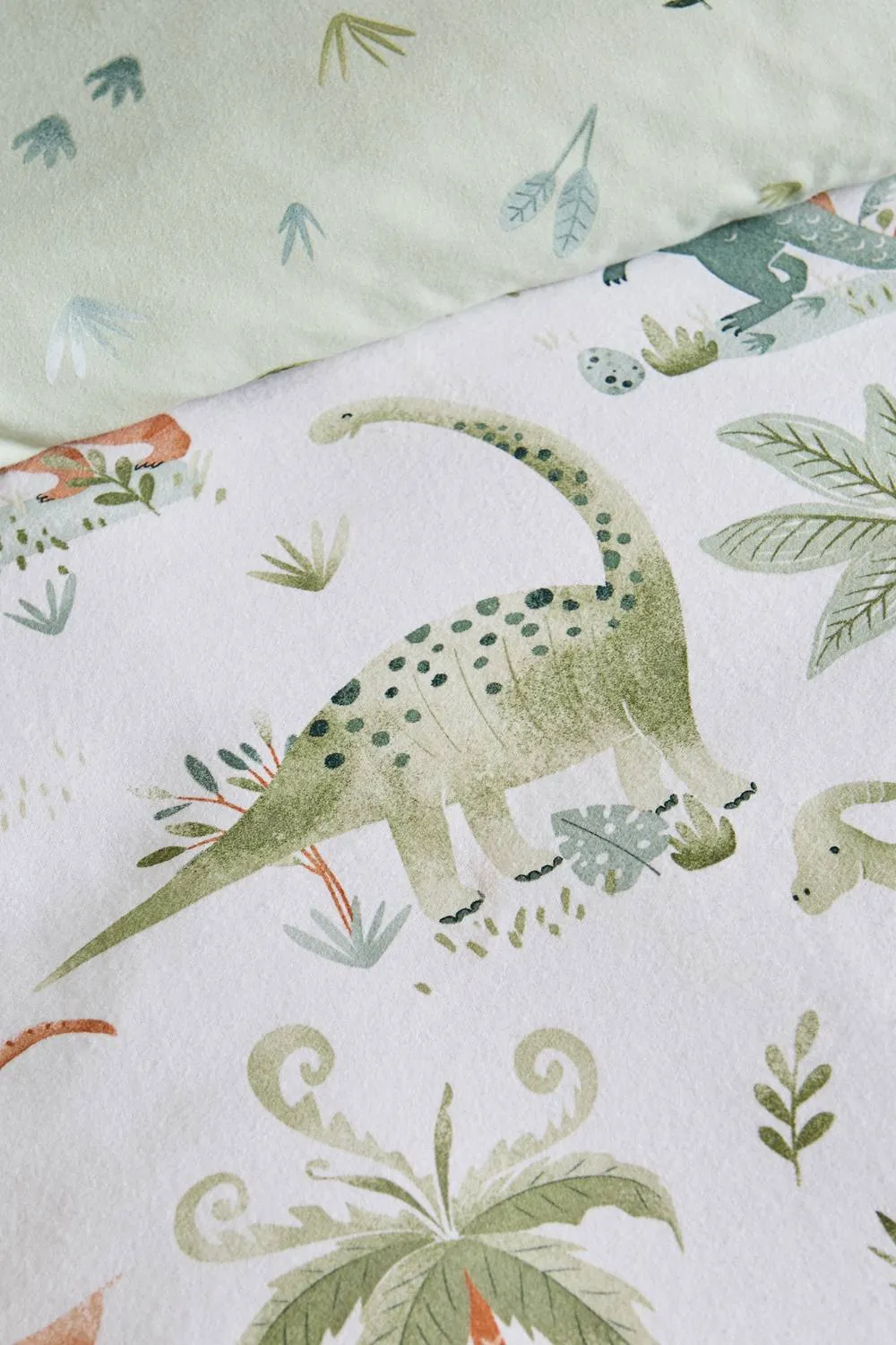 Catherine Lansfield 'Brushed Sleepy Saurus Dino' Cotton Reversible Duvet Cover Set in Cream 5
